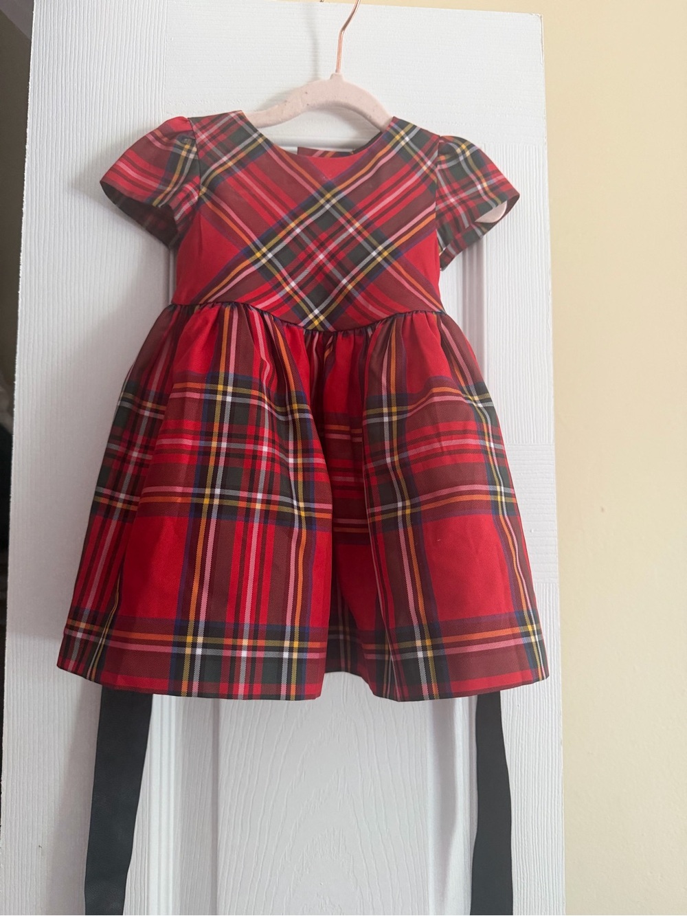 Polo by Ralph Lauren Red Tartan Cap-Sleeve Dress with Sash